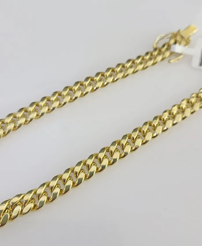Gold and Diamond Bracelets 10K Gold HOLLOW Miami Cuban Bracelet 6mm 8 inch 10Kt Box Lock Real
