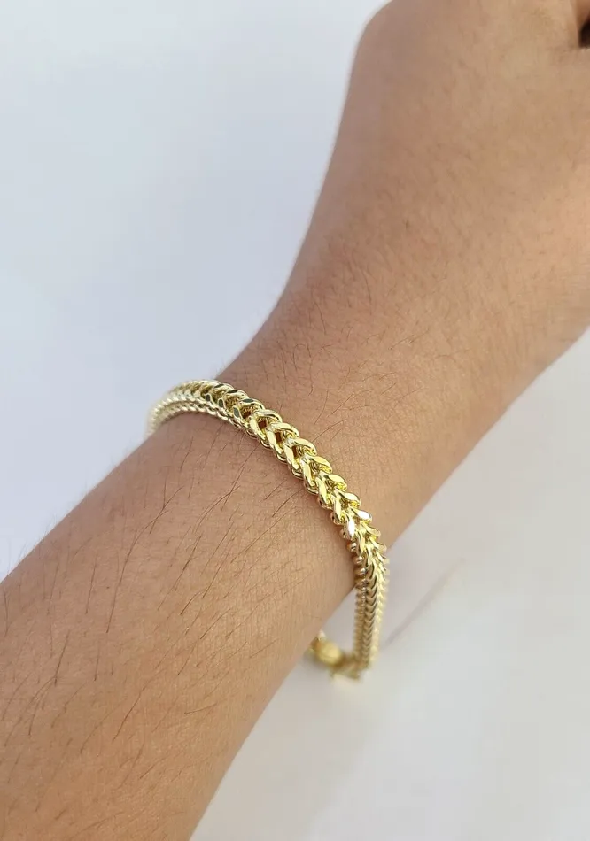 Gold and Diamond Bracelets 10k Yellow Gold Franco Bracelet 3mm 8 Inch Men Women Link Real Gold and Diamond Bracelets 10k Yellow Gold Franco Bracelet 3mm 8 Inch Men Women Link Real