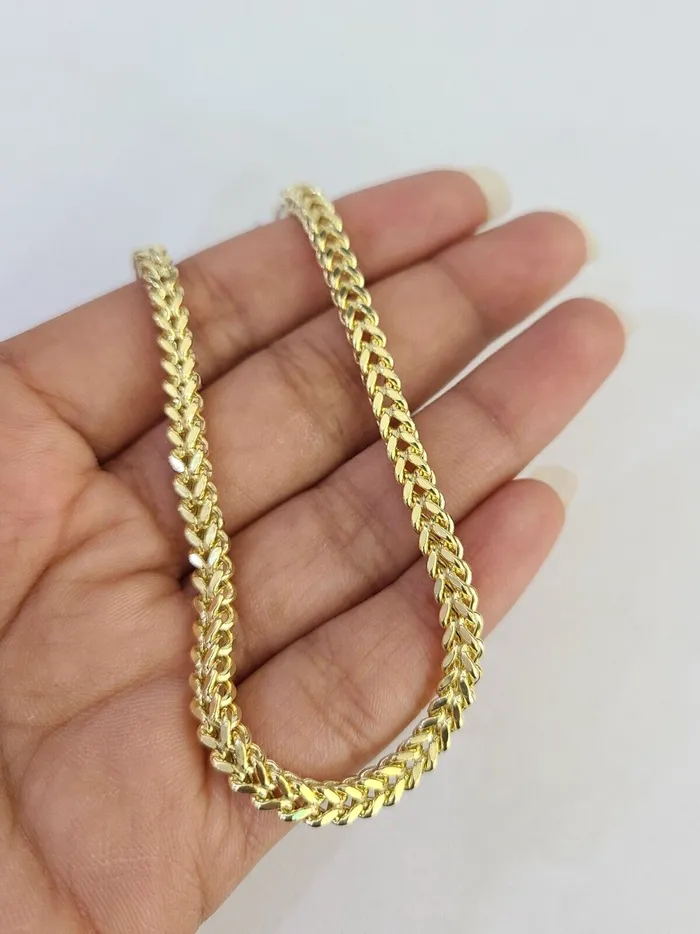 Gold and Diamond Bracelets 10k Yellow Gold Franco Bracelet 3mm 8 Inch Men Women Link Real