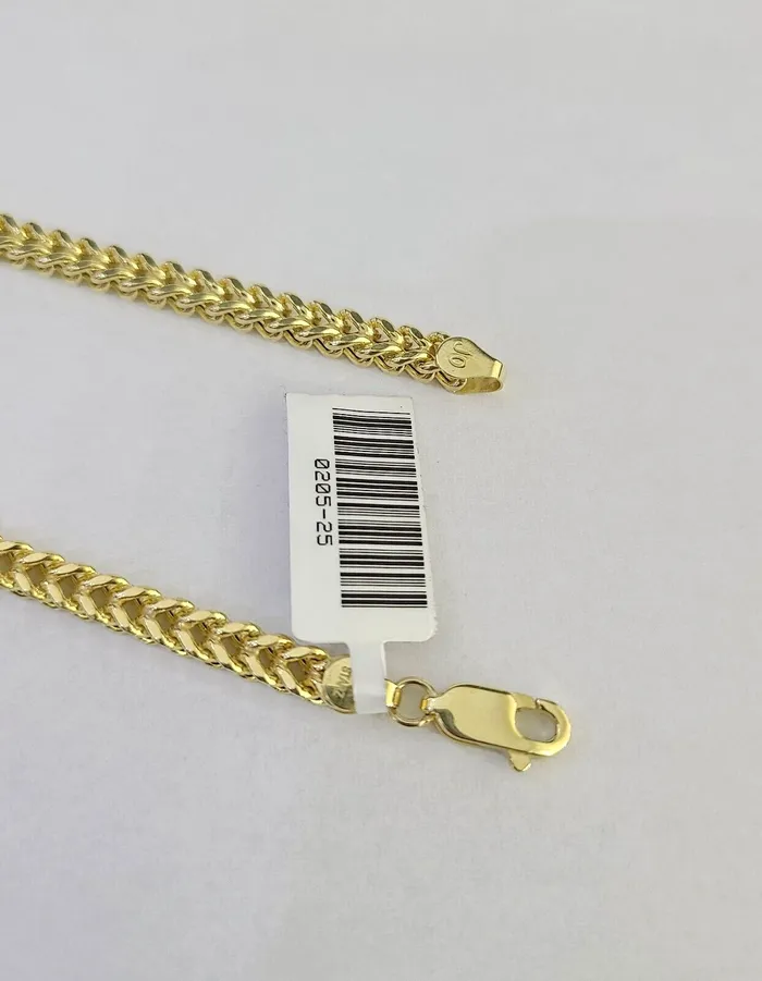 Gold and Diamond Bracelets 10k Yellow Gold Franco Bracelet 3mm 8 Inch Men Women Link Real