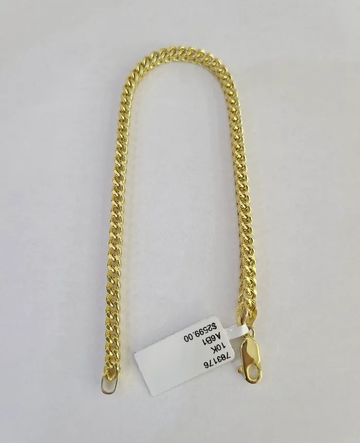 Gold and Diamond Bracelets 10k Yellow Gold Franco Bracelet 3mm 8 Inch Men Women Link Real