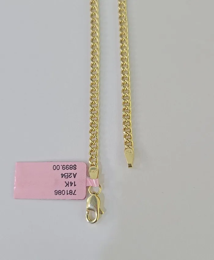 Gold and Diamond Bracelets 14K Yellow Gold Miami Cuban Bracelet 8 Inch 3mm Box Clasp Real Genuine