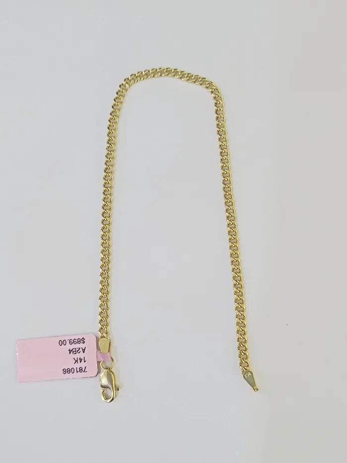 Gold and Diamond Bracelets 14K Yellow Gold Miami Cuban Bracelet 8 Inch 3mm Box Clasp Real Genuine