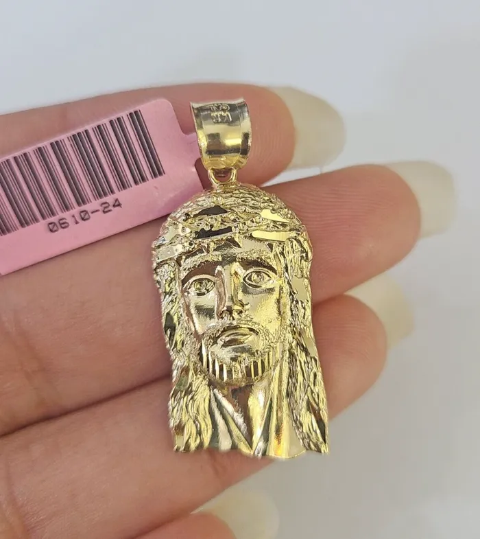 Gold and Diamond Real 14K Yellow Gold Jesus Head Pendant Charm Genuine 125 Charm Necklaces Gold and Diamond Real 14K Yellow Gold Jesus Head Pendant Charm Genuine 125 Charm Necklaces