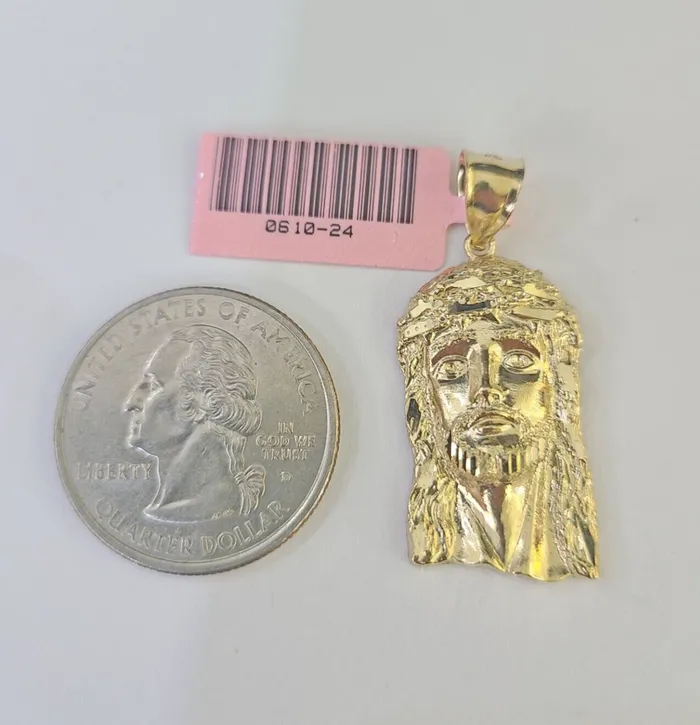 Gold and Diamond Real 14K Yellow Gold Jesus Head Pendant Charm Genuine 125 Charm Necklaces