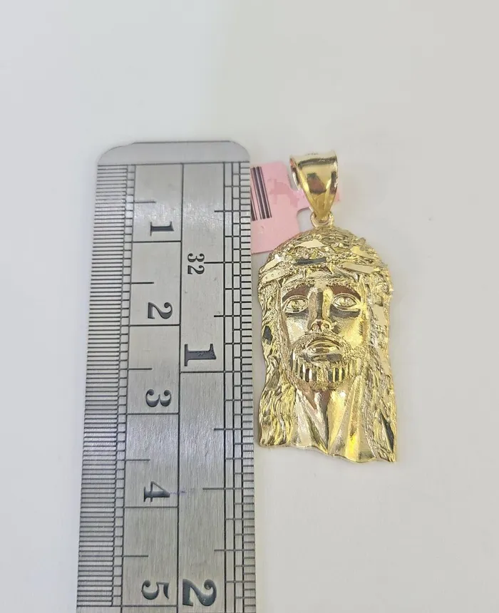 Gold and Diamond Real 14K Yellow Gold Jesus Head Pendant Charm Genuine 125 Charm Necklaces