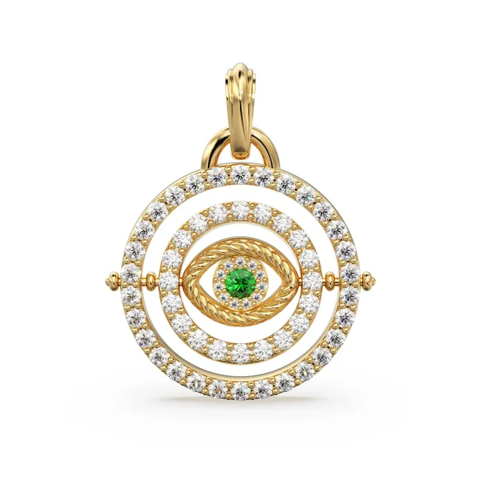 Jalvi Co Charm Necklaces 27mm Rotating Evil Eye Round Charm Pendant Emerald Diamond 14k Solid Gold Pendant Diamond Charm Protection Jewelry For Her Jalvi Co Charm Necklaces 27mm Rotating Evil Eye Round Charm Pendant Emerald Diamond 14k Solid Gold Pendant Diamond Charm Protection Jewelry For Her
