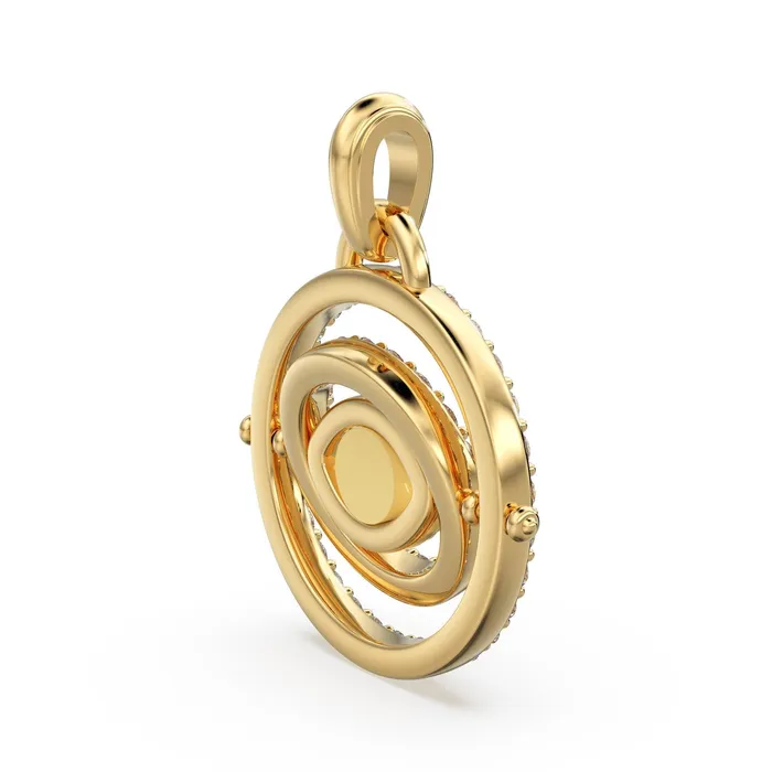 Jalvi Co Charm Necklaces 27mm Rotating Evil Eye Round Charm Pendant Emerald Diamond 14k Solid Gold Pendant Diamond Charm Protection Jewelry For Her