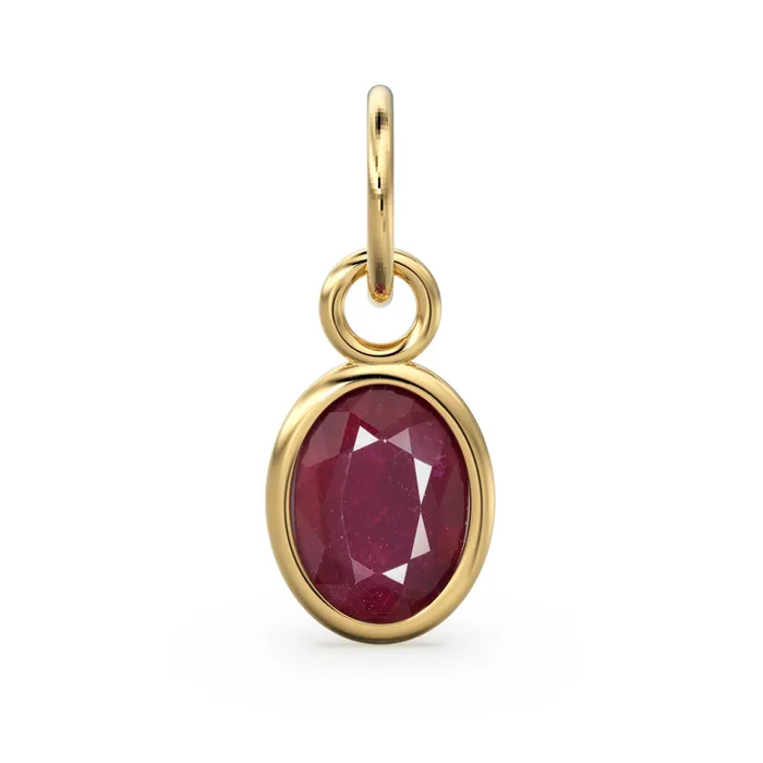 Jalvi Co Real Red Ruby Oval Solid Gold Charm Natural Hot Red Gemstone Handmade Gold Pendant 1pc 14k Yellow Gold Jewelry Making Findings PreStyled Sets