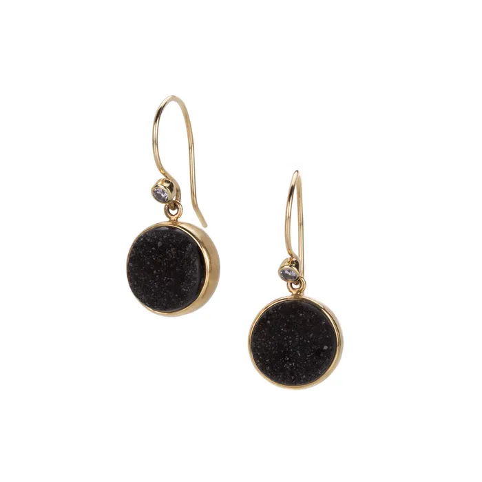 Jamie Joseph Round Brazilian Black Druzy Drop Earrings Earrings