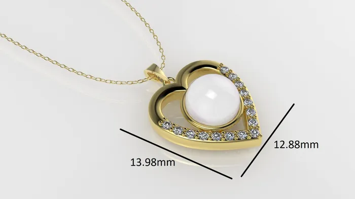 Jcm 21 jewelry 14K Gold Pendant with 16 STONES STT Prong Only Pendant Heart Style Necklaces