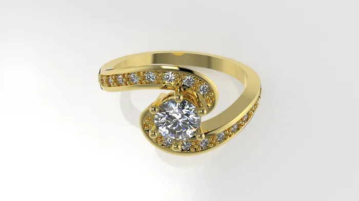JCM DESIGN JEWELRY 14K Gold Ring with 21 Diamonds STT 6Prong and Cut Chanel Rings