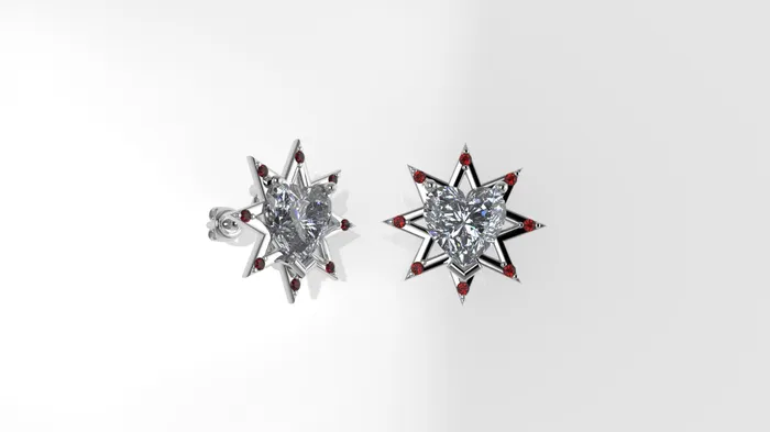 JCM DESIGN JEWELRY 14k Yellow Gold Earrings with 18 STONES star with 8 point STT Prong Earrings