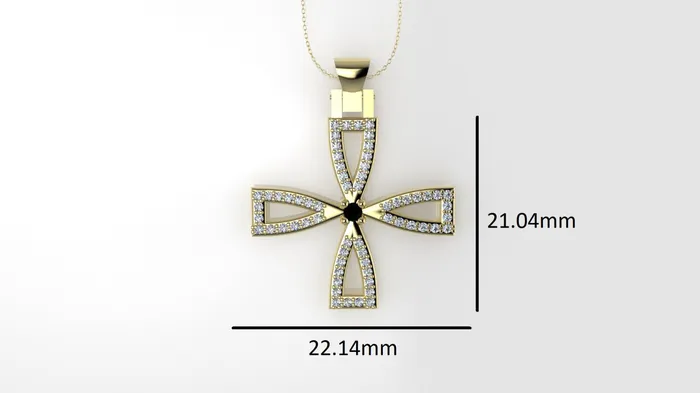 JCM DESIGN JEWELRY Necklaces 14K Pendant with 62 Diamond 1mm VS1 each and 1 Diamond Black 2mm Cross Style Only Pendant