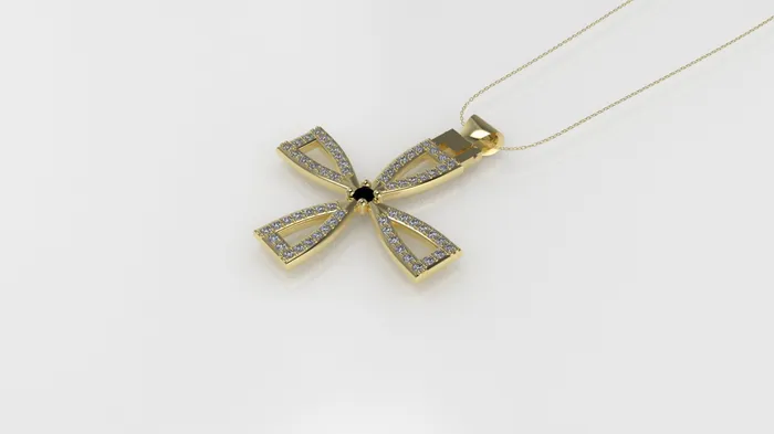 JCM DESIGN JEWELRY Necklaces 14K Pendant with 62 Diamond 1mm VS1 each and 1 Diamond Black 2mm Cross Style Only Pendant