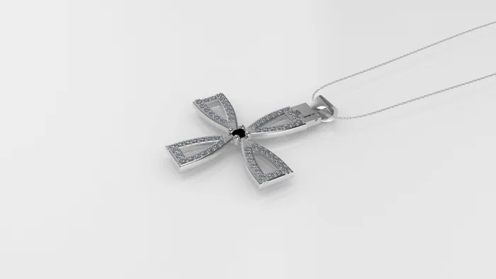 JCM DESIGN JEWELRY Necklaces 14K Pendant with 62 Diamond 1mm VS1 each and 1 Diamond Black 2mm Cross Style Only Pendant