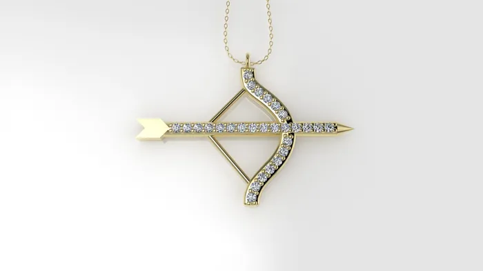 JCM DESIGN JEWELRY Necklaces Yellow Gold Pendant with 28 Diamond VS1 Bow and Arrow Only Pendant JCM DESIGN JEWELRY Necklaces Yellow Gold Pendant with 28 Diamond VS1 Bow and Arrow Only Pendant