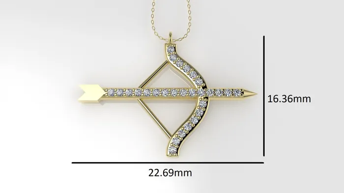 JCM DESIGN JEWELRY Necklaces Yellow Gold Pendant with 28 Diamond VS1 Bow and Arrow Only Pendant