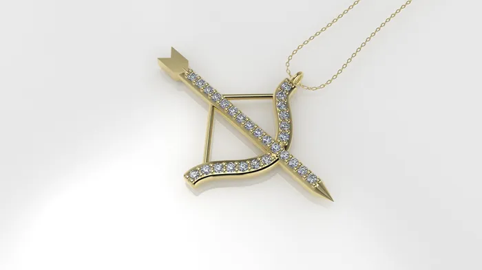 JCM DESIGN JEWELRY Necklaces Yellow Gold Pendant with 28 Diamond VS1 Bow and Arrow Only Pendant