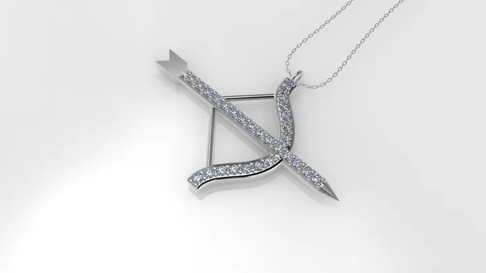 JCM DESIGN JEWELRY Necklaces Yellow Gold Pendant with 28 Diamond VS1 Bow and Arrow Only Pendant