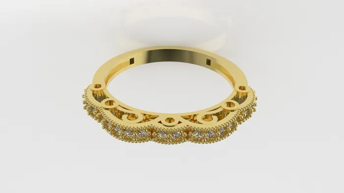 JCM DESIGN JEWELRY Rings 14K Gold Ring with 20 Diamonds STT Prong Filigree Cut Chanel