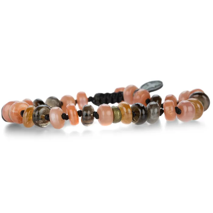 Joseph Brooks Bracelets Peach Moonstone Quartz and Garnet Bracelet