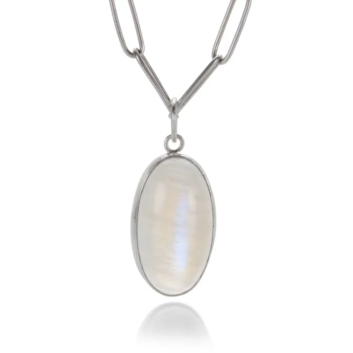 Long Oval Moonstone Pendant Maria Beaulieu Necklaces