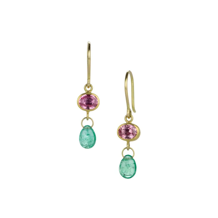 Mallary Marks Pink Sapphire and Emerald Apple Eve Earrings Earrings