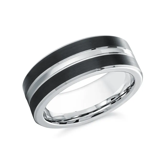 Malo Rings White and Black Cobalt 8mm Mens Ring