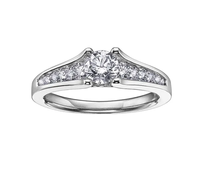Maple Leaf Diamonds 14kt White Gold 075cttw Engagement Ring with Round Canadian Center Diamond Rings Maple Leaf Diamonds 14kt White Gold 075cttw Engagement Ring with Round Canadian Center Diamond Rings