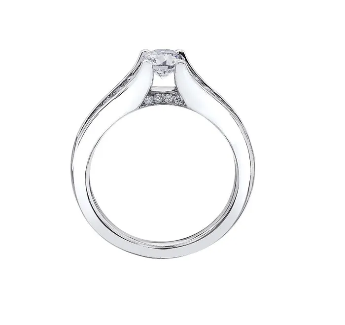 Maple Leaf Diamonds 14kt White Gold 075cttw Engagement Ring with Round Canadian Center Diamond Rings