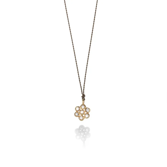Margaret Solow Necklaces Diamond Flower Charm Necklace