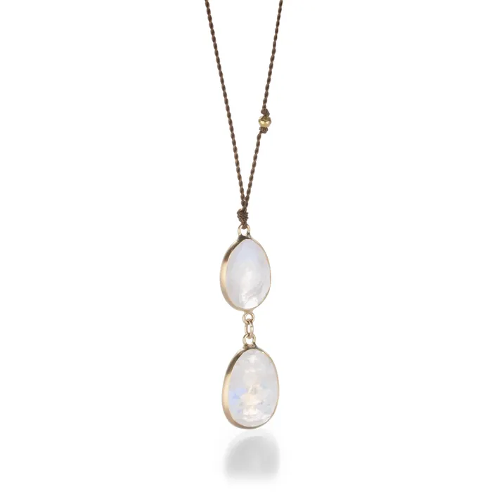 Margaret Solow Necklaces Double Drop Moonstone Necklace