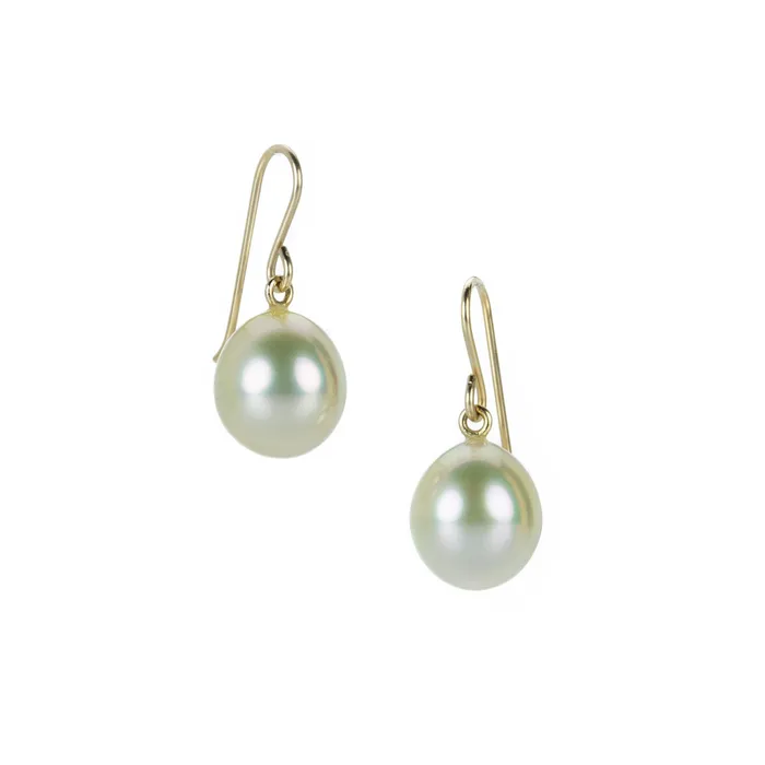 Maria Beaulieu Earrings Golden South Sea Pearl Drop Earrings