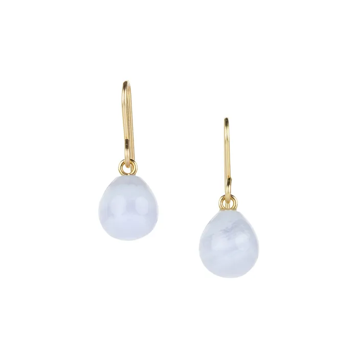 Maria Beaulieu Earrings Smooth Blue Lace Agate Drop Earrings