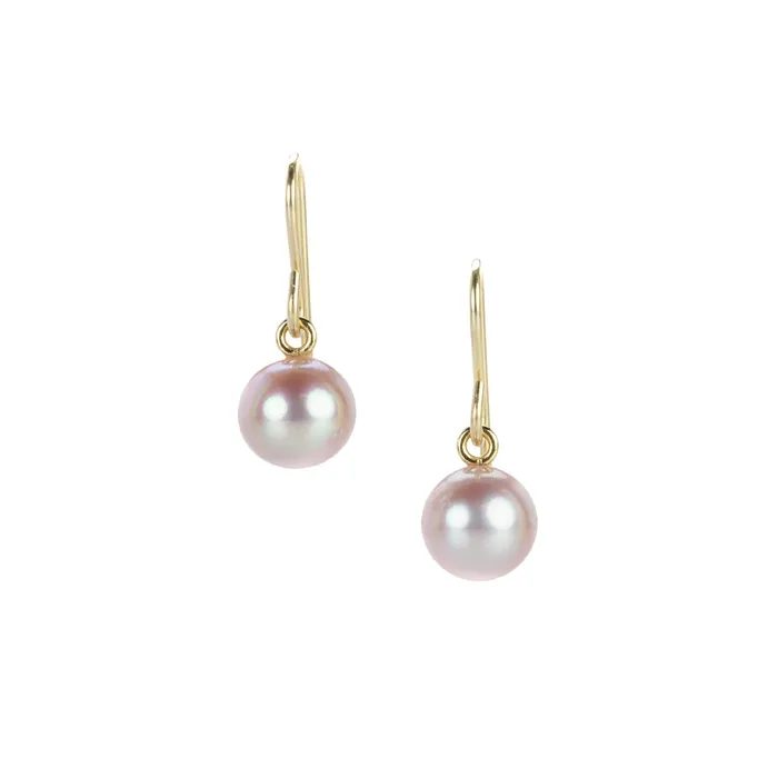 Maria Beaulieu Round Metallic Pink Freshwater Pearl Drop Earrings Earrings