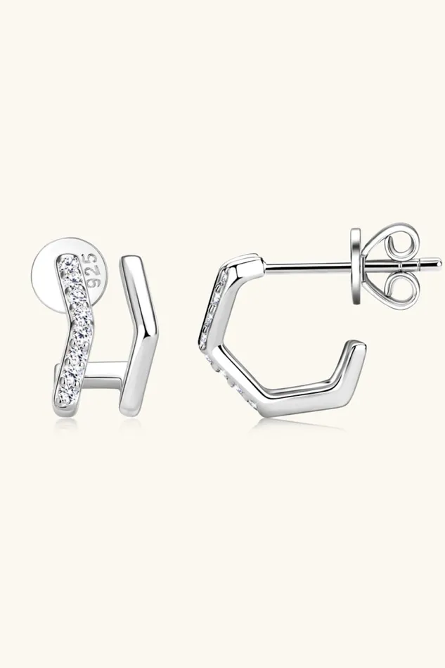 Moissanite 925 Sterling Silver DoubleLayered Earrings Trendsi Earrings