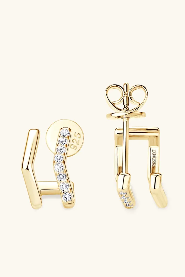 Moissanite 925 Sterling Silver DoubleLayered Earrings Trendsi Earrings
