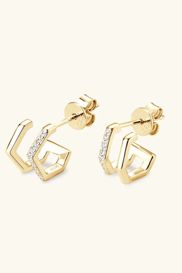 Moissanite 925 Sterling Silver DoubleLayered Earrings Trendsi Earrings