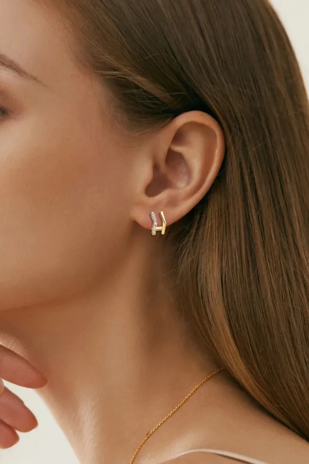Moissanite 925 Sterling Silver DoubleLayered Earrings Trendsi Earrings