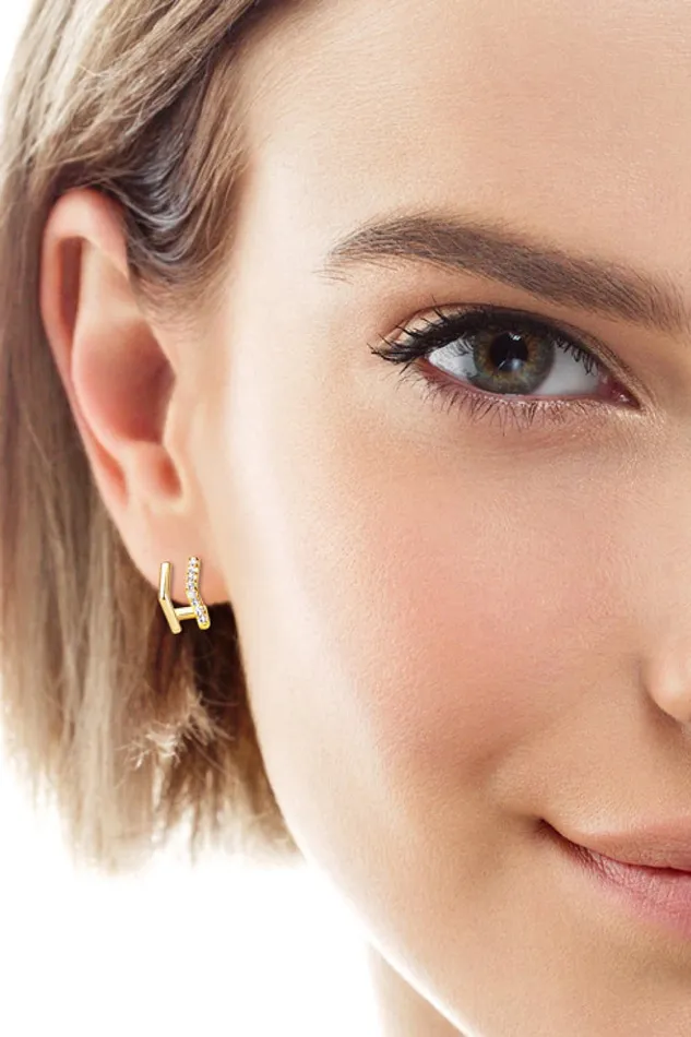 Moissanite 925 Sterling Silver DoubleLayered Earrings Trendsi Earrings