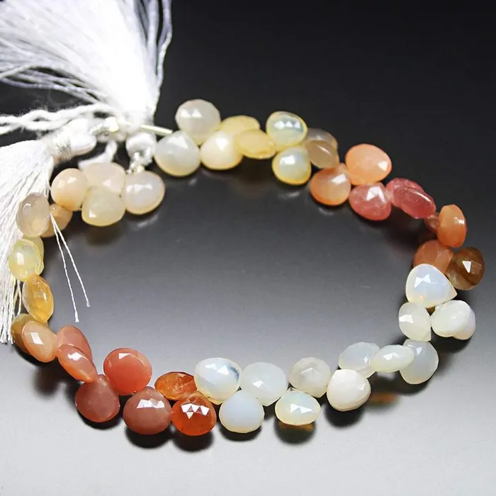 Natural Opal Faceted Heart Loose Gemstone Bead Strand 8mm 9mm 4 Beads Supplies USA Necklaces