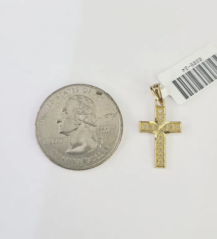 Necklaces 10K Solid Franco Chain Jesus Cross Pendant Charm Necklace 1624 1mm Ladies Globalwatches10