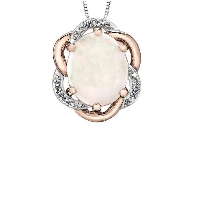 Necklaces 10kt Rose Gold Opal and Diamond Pendant Independent Jewellers