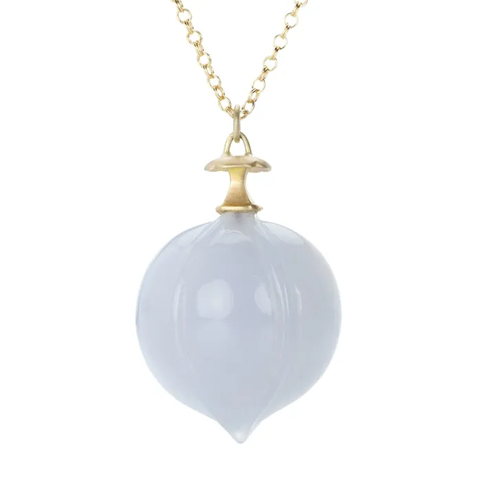 Necklaces 14k Blue Chalcedony Hickory Nut Necklace Gabriella Kiss