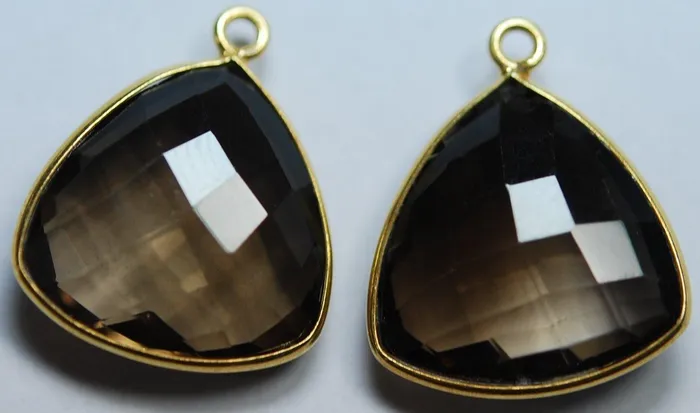 Necklaces 925 Sterling Vermeil Silver Smoky Quartz Faceted Trillion Shape Pendant 5 Piece Of 16mm Beads Supplies USA Necklaces 925 Sterling Vermeil Silver Smoky Quartz Faceted Trillion Shape Pendant 5 Piece Of 16mm Beads Supplies USA