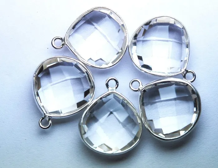 Necklaces Beads Supplies USA 925 Sterling Silver Rock Crystal Quartz Faceted Heart Shape Pendant 1 Piece Of 22mm Necklaces Beads Supplies USA 925 Sterling Silver Rock Crystal Quartz Faceted Heart Shape Pendant 1 Piece Of 22mm