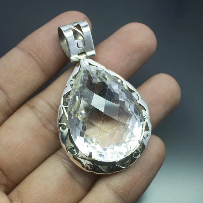 Necklaces Beads Supplies USA Christmas Gift 231g Totally Handmade Natural White Quartz Pear Shape 925 Sterling Silver Pendant Necklaces Beads Supplies USA Christmas Gift 231g Totally Handmade Natural White Quartz Pear Shape 925 Sterling Silver Pendant