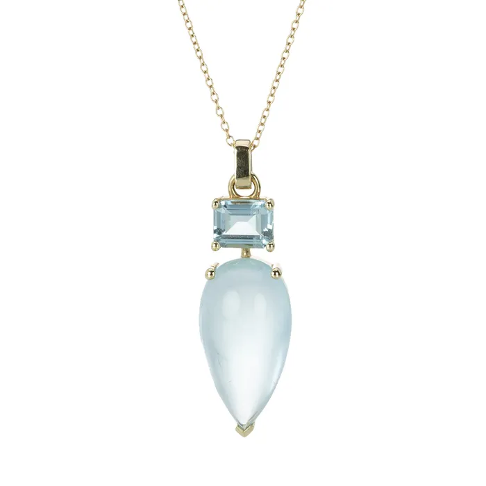 Necklaces Double Aquamarine Pendant Necklace Nicole Landaw