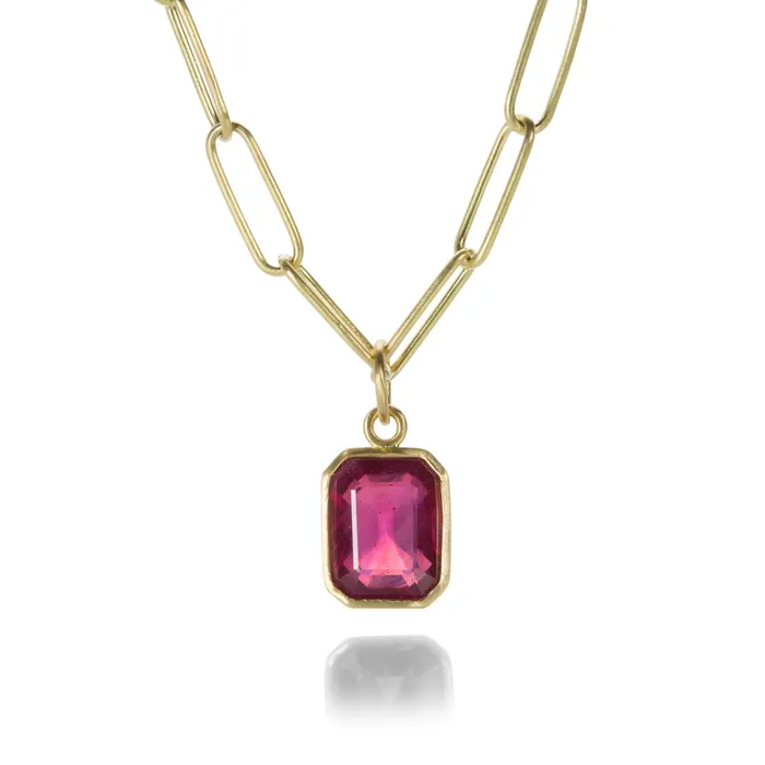 Necklaces Emerald Cut Ruby Pendant Treated Pendant Only Maria Beaulieu